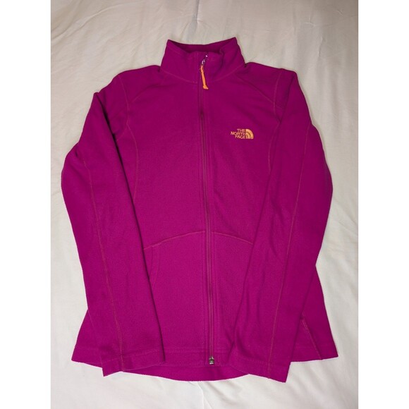 The North Face Fleece Pink Orange Full Zip Mock Neck Jacket Size Women's Small - Picture 1 of 8